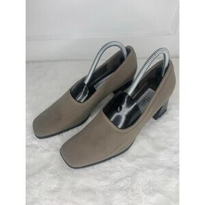 Crazy Horse Liz Claiborne Womens Size 8.5 Beige Square-Toe Heels With Block Heel